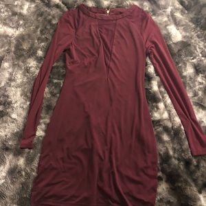 Express burgundy with mesh cocktail dress